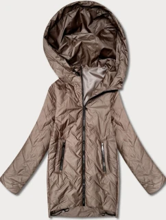 Dámska ľahká prešívaná bunda s kapucňou Goodlookin hnedá (B8588-101)