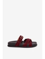 Dámské pantofle s pásky a zlatým přezkou Bordó Selorina