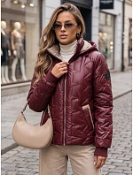 Dámska prechodná bunda s odnímateľnou kapucňou, bordová, FashionStreet TY5777 Dámska prechodná bunda s odnímateľnou kapucňou, bordová, FashionStreet TY5777