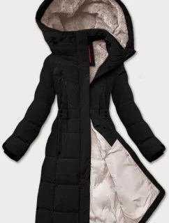 Dámska zimná bunda s prúžkom LHD čierna (LHD-24575)