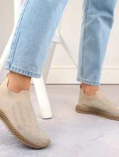 D&A W OLI257A béžová športová obuv so zirkónmi