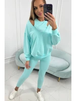 3dielny set mikina + top + legíny mint
