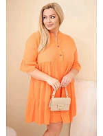 Dámske bavlnené šaty s volánikmi v oranžovej farbe