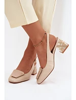 Kožené topánky na podpätku so zdobením Artiker 58C0672 Beige