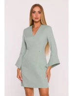 M876 Šaty so širokými manžetami - mentolové