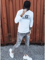 Pánska biela mikina s potlačou FashionStreet BX5370