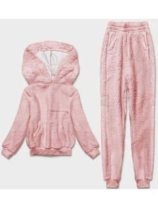 Teplý ružový dámsky teplákový komplet (YP-1104)