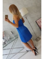 Šaty s mašľou na ramene v nevädzovej modrej farbe Šaty s mašľou na ramene v nevädzovej modrej farbe