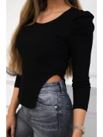 Blúzka s buffovými rukávmi čierna