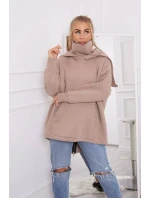 Zateplená mikina so zipsom na chrbte tmavo béžová