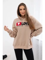 Zateplená bavlnená mikina s kapucňou Love dark beige Zateplená bavlnená mikina s kapucňou Love dark beige