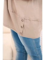 Dámska blúzka v nadmernej veľkosti z bavlny s ozdobnými gombíkmi a vyhrnutými rukávmi fango