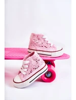 Dziecięce Wysokie Trampki Różowe Mona
