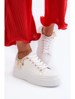 Sneakersy Damskie Na Platformie Z Zawieszkami Białe Tivissa