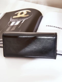 Eko Skórzany Gładki Portfel Damski Czarny Erolia