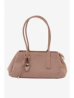 Eko semišová kabelka s přívěskem Béžová Nelina