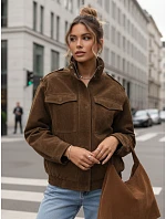 Dámska semišová bunda / bomber TY5578 Tmavo hnedá - Fashion Street Dámska semišová bunda / bomber TY5578 Tmavo hnedá - Fashion Street