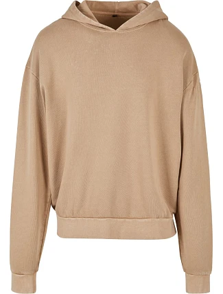 Build your Brand BY 191 Pánska mikina s kapucňou v oversize štýle „Acid Wash“ 56.0191 union beige