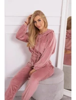 Velúrová súprava s kapucňou tmavo púdrovo ružová Velúrová súprava s kapucňou tmavo púdrovo ružová