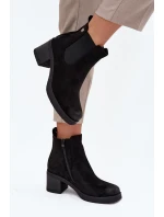 Botki Sztyblety Damskie Na Obcasie Ocieplane Czarne Zelia