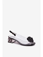 Průhledné sandály na platformě s krystaly a květinou Vinceza 70122 Černé