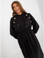Čierne mikinové šaty s kapucňou