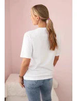 Bavlnená blúzka s kvetinovou potlačou biela