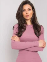 Priliehavé rebrované šaty v špinavo ružovej farbe s okrúhlym výstrihom (5131-35) Priliehavé rebrované šaty v špinavo ružovej farbe s okrúhlym výstrihom (5131-35)