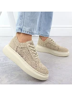 Dámske topánky na platforme so šnurovaním béžové Vinceza 17371