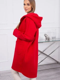 Zateplená mikina s dlhším chrbtom červená