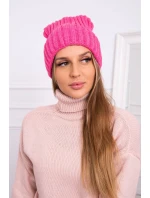 Čiapka Magda s vyhrnutím K293 ružová neónová
