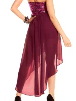 Dámske spoločenské šaty korzetové MAYAADI s asymetrickou sukňou fialové - Fialová - MAYAADI