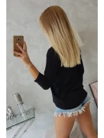 Blúzka s 3D grafikou plameniaka čierna