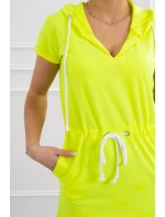 Šaty s kapucňou žlté neónové