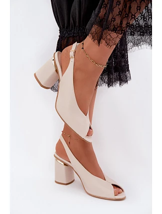 Elegantné dámske sandále na podpätku Zazoo 1085 light beige