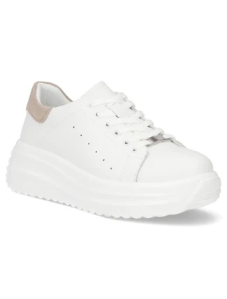 Dámske kožené topánky na platforme biele Filippo DP6739