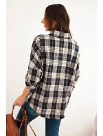 Dámska oversized košeľa s kockovaným vzorom a vreckami, čierna Dámska oversized košeľa s kockovaným vzorom a vreckami, čierna