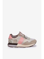 Zamszowe Sneakersy Damskie Big Star RR274243 HI-POLY SYSTEM Szaro-Różowe