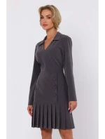 M752 Šaty so skladaným lemom - tmavosivé M752 Šaty so skladaným lemom - tmavosivé