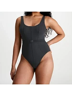 Dámske jednodielne plavky Monogram Rib KW0KW02151-BEH - Calvin Klein