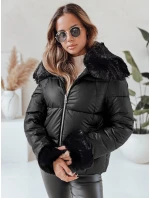 Dámska krátka bunda s kožušinou čierna FashionStreet TY5067 Dámska krátka bunda s kožušinou čierna FashionStreet TY5067