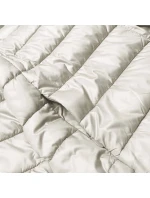 Dámska krátka bunda s pletenými rebrovanými manžetami ecru (P22/P3-6636-12) Dámska krátka bunda s pletenými rebrovanými manžetami ecru (P22/P3-6636-12)