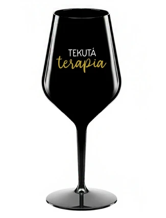 TEKUTÁ TERAPIA - čierny nerozbitný pohár na víno 470 ml