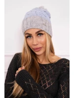 Paris fleecová čiapka K212 svetlo modrá + svetlo šedá