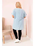 Dámske Plus veľkosť blúzka so záplatami Light Denim