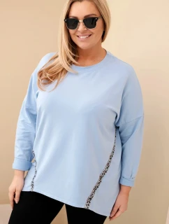 Dámska bavlnená košeľa v nadmernej veľkosti s otočenými rukávmi a leopardím pruhom Blue