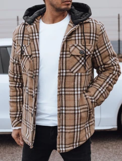 Pánska zateplená bunda s kapucňou béžová FashionStreet TX4955