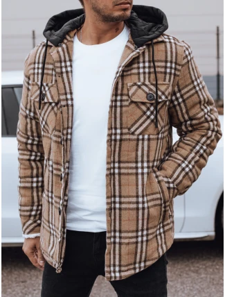 Pánska zateplená bunda s kapucňou béžová FashionStreet TX4955
