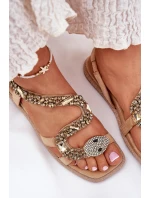 Sandały Damskie Ze Zdobieniem Wąż Eko Zamszowe Artiker 56C1361 Beżowe