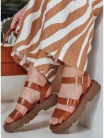 Dámske sandále s prackami SOLARIA camel FashionStreet ZY0891 Dámske sandále s prackami SOLARIA camel FashionStreet ZY0891